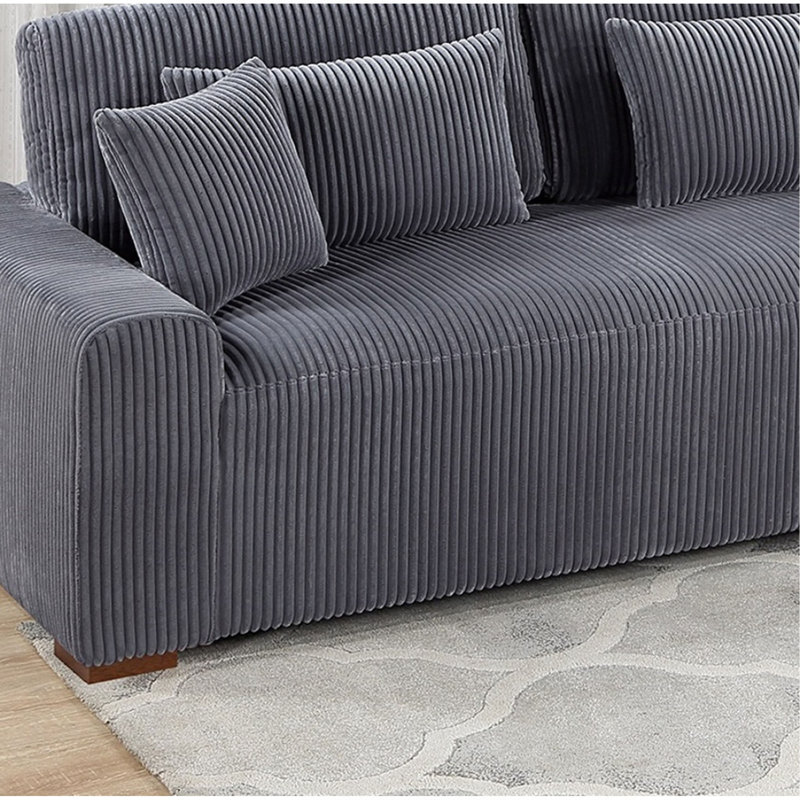 Canapé modulaire moderne en tissu de velours côtelé LAF, Gris foncé