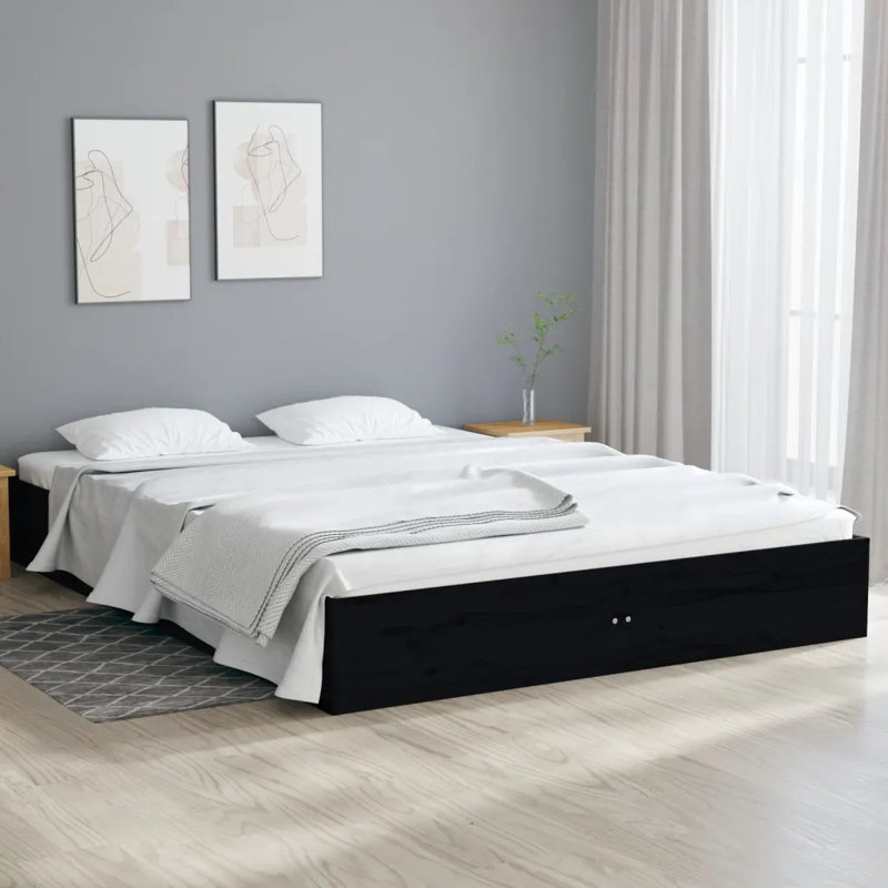 Bed Frame Solid Wood, white, Double (4'6)