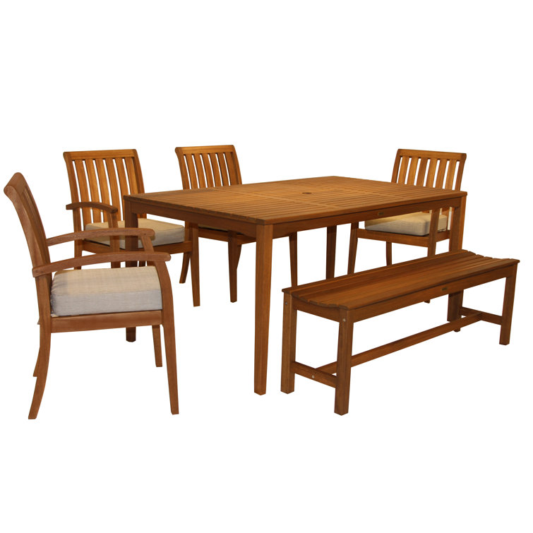 Fleur 64'' Rectangular 7 - Person Outdoor Dining Set with Cushions