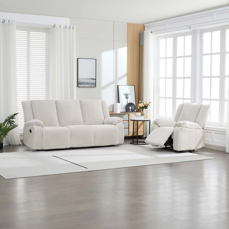 4 Seater Reclining Sofa, Beige