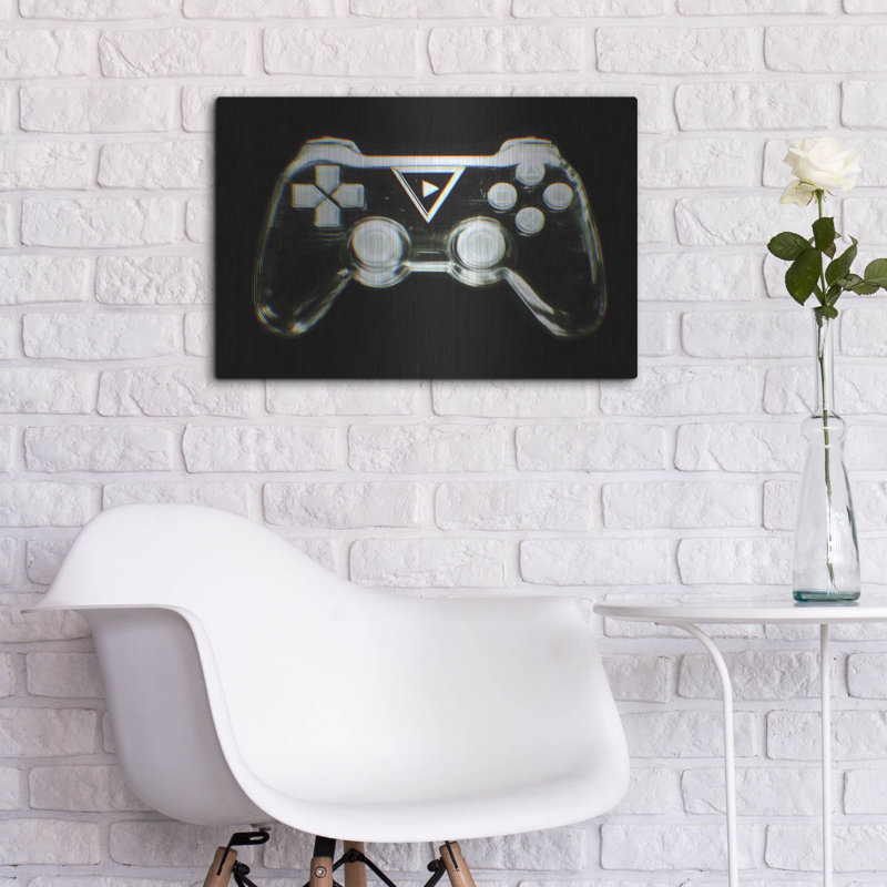  «Glitchy Controler» par Ann Klee, art mural en métal, 24 po x 16 po, H 16 po x l 24 po
