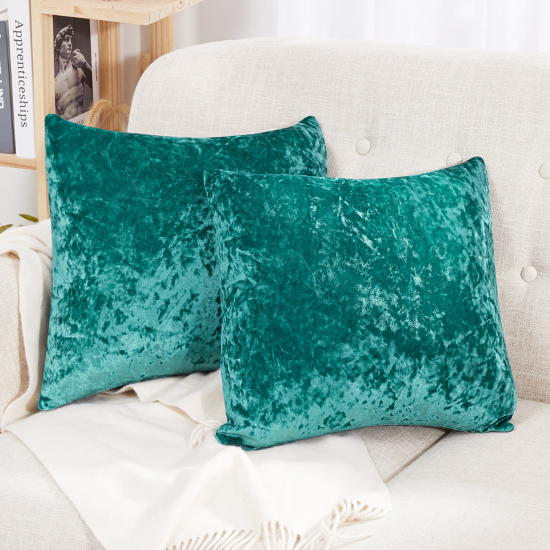 Turquoise Velvet 18" x 18" Reversible Euro Pillow Cover