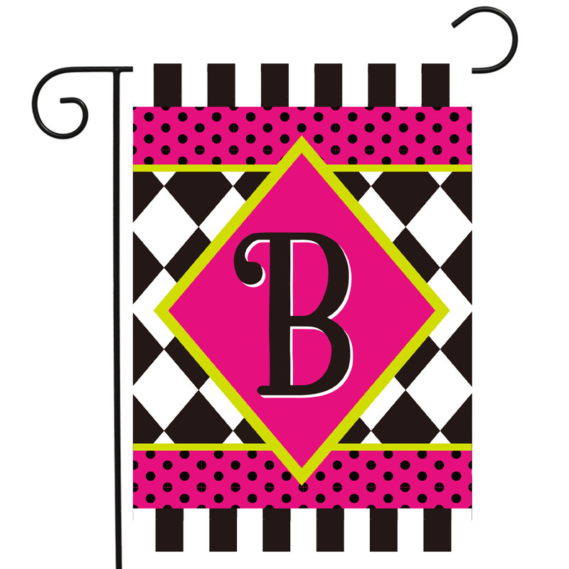 Neon Checkerboard Monogram - B Garden Flag