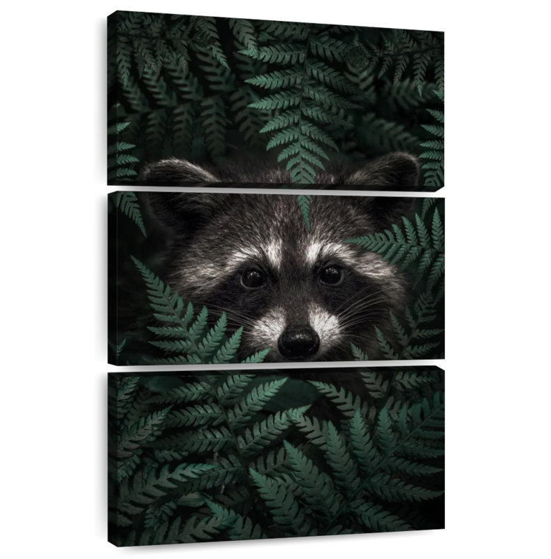 Brampt Hiding Raccoon, 65" H x 42" W