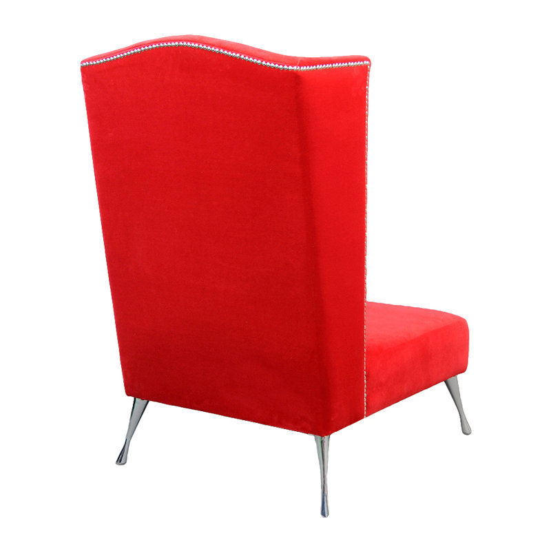 Artdeko Velvet Wingback Chair, Red