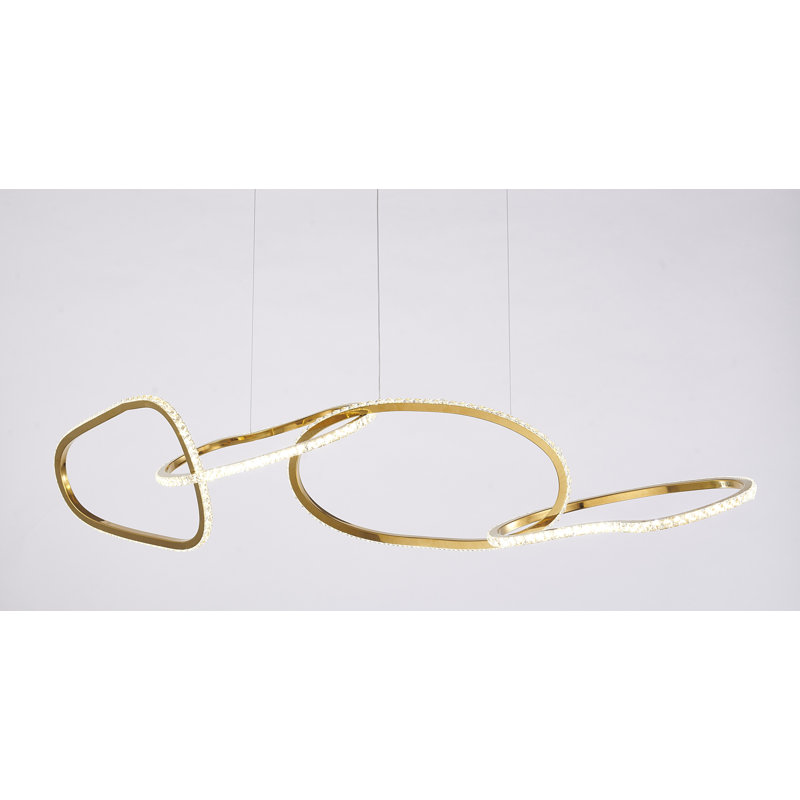 4-Light Gold Stainless Steel Chandelier With Clear Crystals