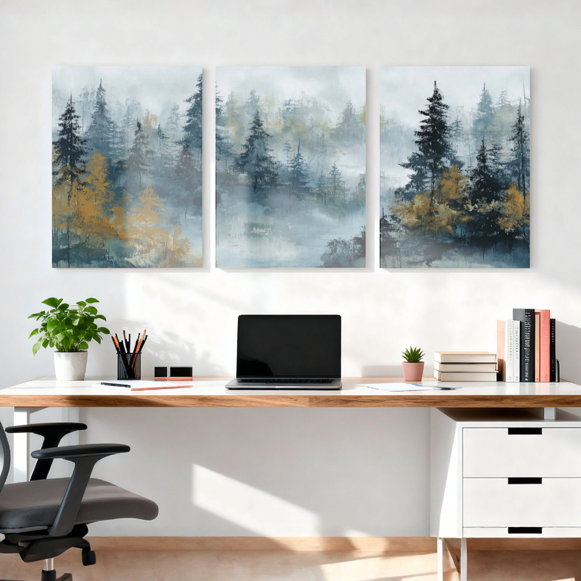 Winston Porter Misty Forest Landscape Canvas Wrapped Wall Art Oil ...