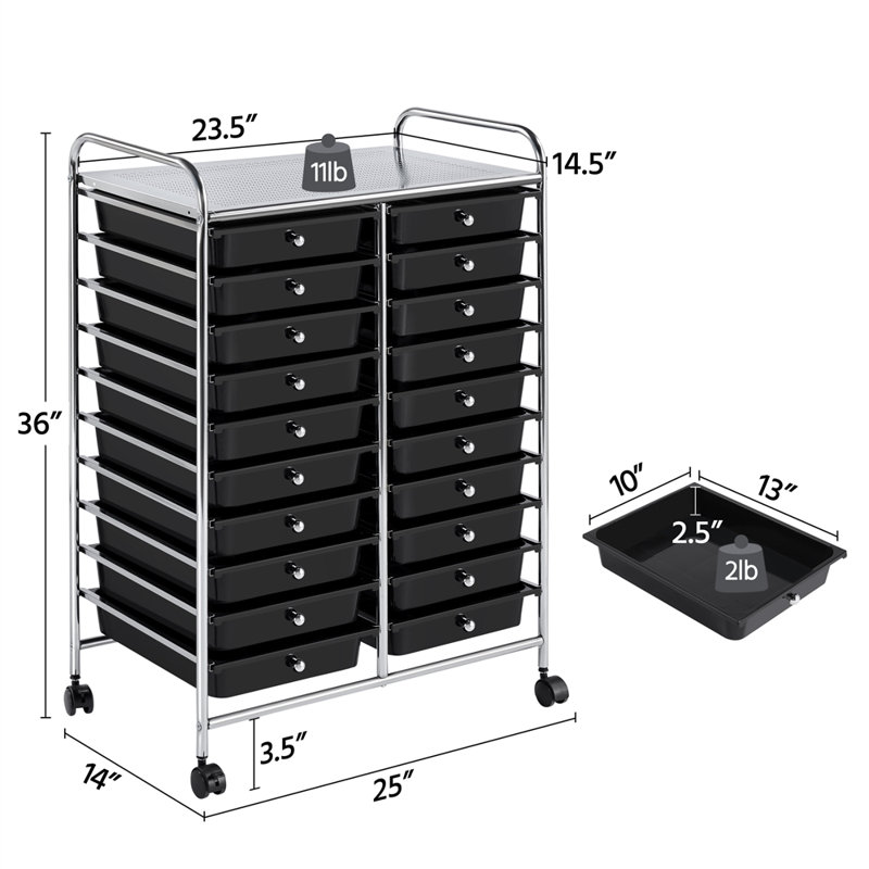 20 tiroirs de rangement Lundys, Noir