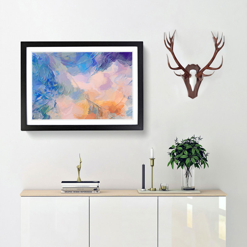 Power of My Heart in Abstract - Picture Frame Painting Print, 50cm H x 76cm W x 2cm D, Black