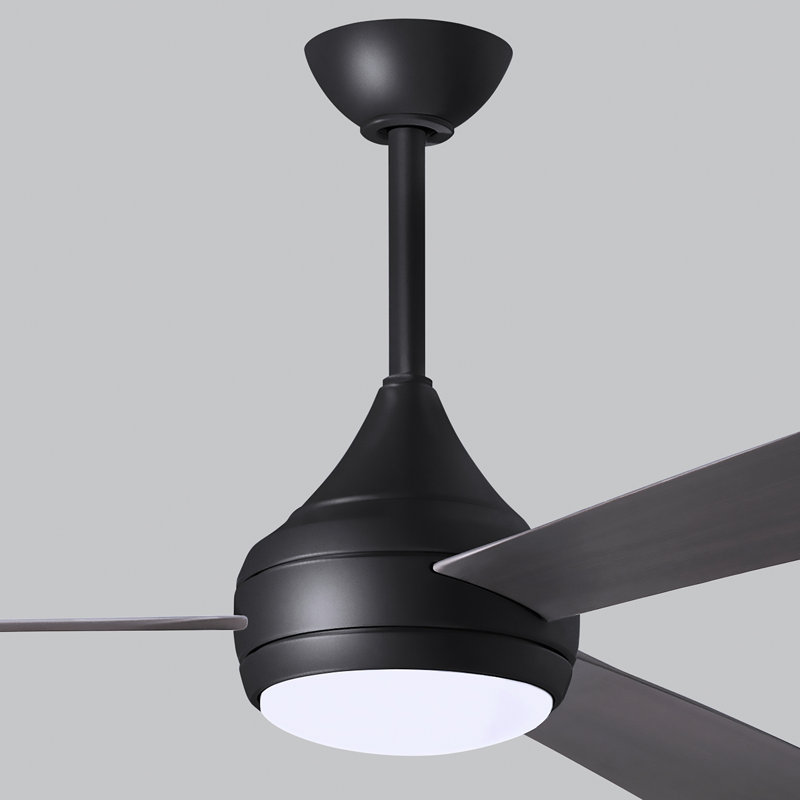 Donaire LED Outdoor Downrod Ceiling Fan, Matte Black, Brushed Bronze