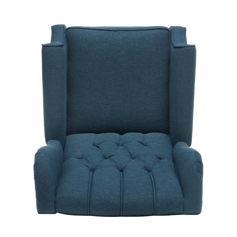 Fauteuil inclinable capitonné en tissu, Polyester bleu foncé