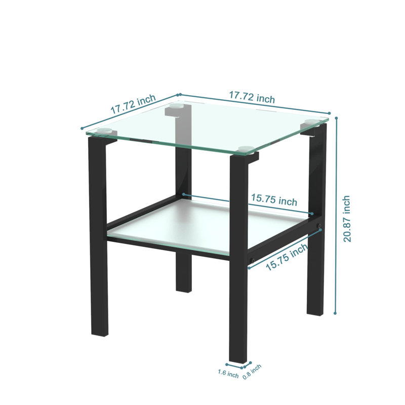 Set Of 2, Glass Two Layer Tea Table, Small Round Table, Bedroom Corner Table, Living Room Side Table, Transparent