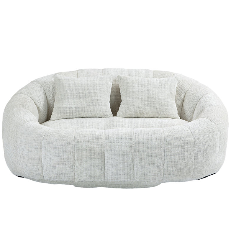 Accent Floor Soft Lounge Chair Back Bean Bag Chair Couch for Adults and Kids, Beige Chenille