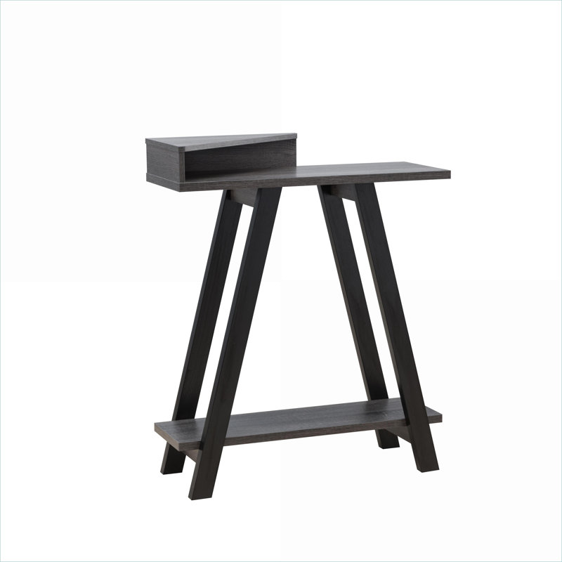 Console Tables, Contemporary Black &amp; Grey Two-Toned with 2 Shelves, A-Shaped Legs | Particle Board | Grey