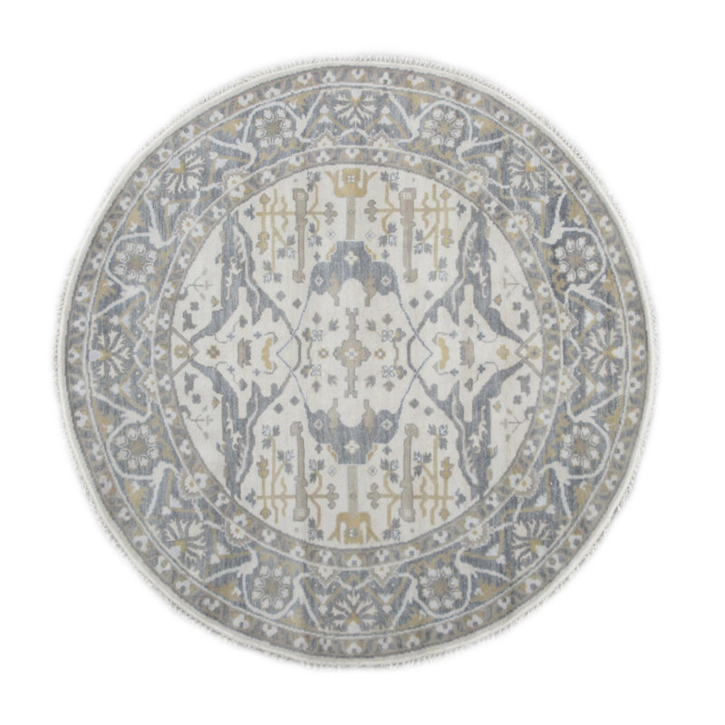 8X8 Round Oushak Hand-Knotted Rug
