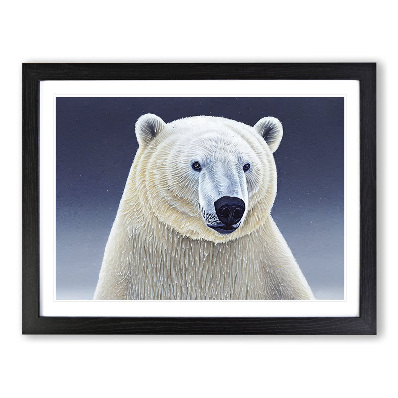 Extravagant Polar Bear - Single Picture Frame Print, 46cm H x 64cm W x 2cm D, Black Framed