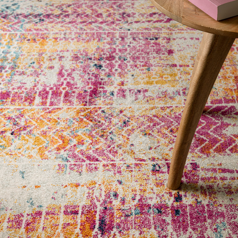 Ralph Vintage Look Pink Multi Area Rug, Rectangle 80 x 150 cm