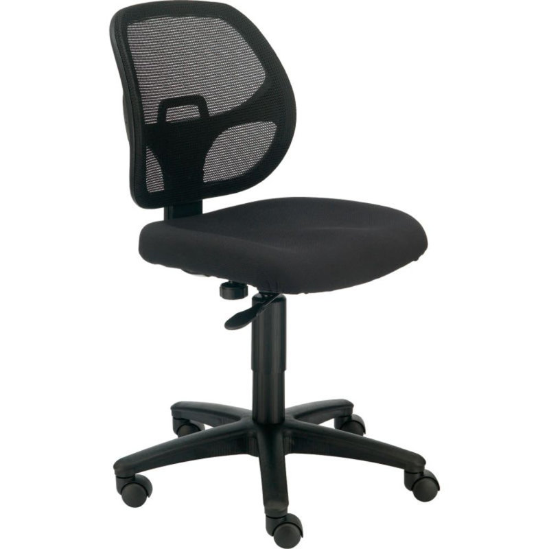 Black Mesh and Fabric Armless Task Office Chair