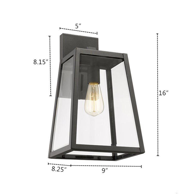 Krum Steel Wall Light, Black