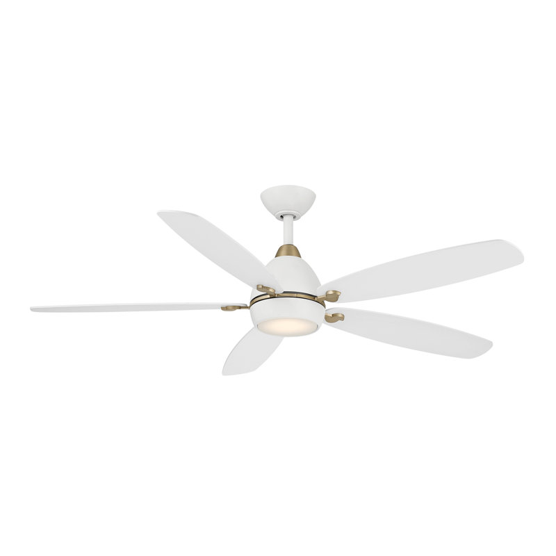 Soreno 52" 5CCT LED Ceiling Fan, White/Brass, White