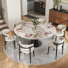 59" Modern Round Dining Table Set With 6 Dining Chairs