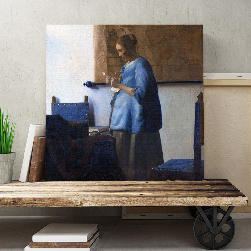 Woman in Blue Reading a Letter' by Johannes Vermeer - Wall Art, 76cm H x 76cm W