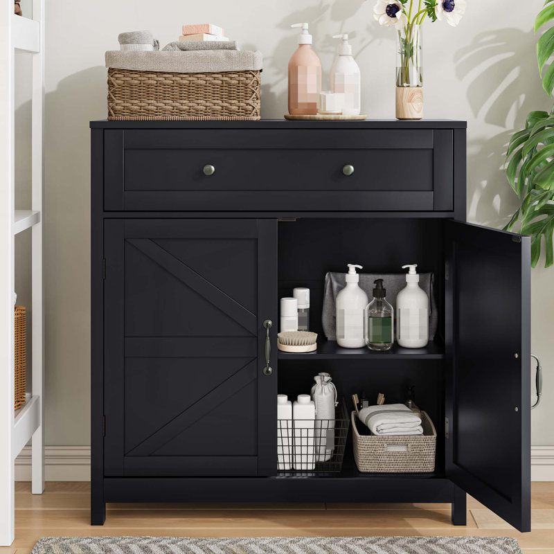 Console en bois avec armoire, tiroir