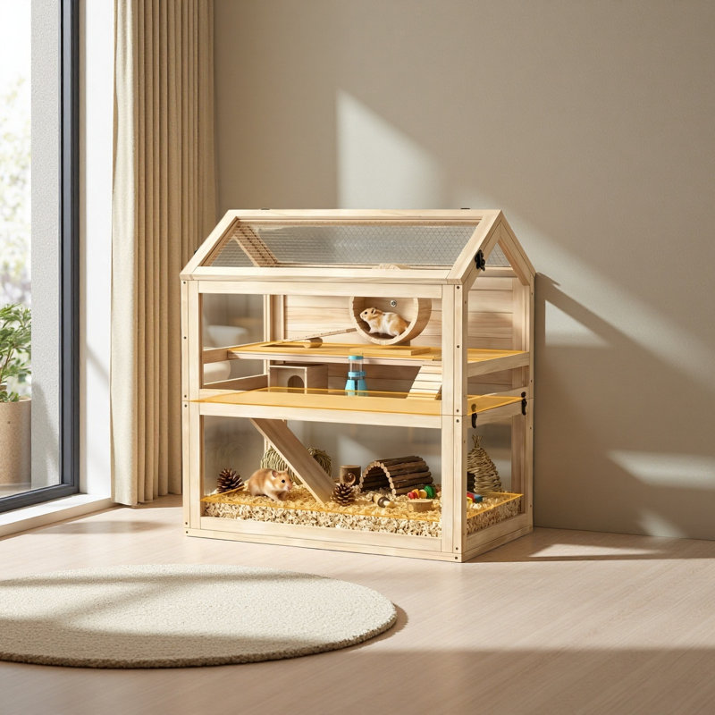 Cage spacieuse pour petits animaux, cage à hamster en bois, cage pour animaux