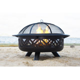 Joy by Endless Summer, 30" Oil Rubbed Bronze Wood Burning Outdoor Firebowl with Geometric Design