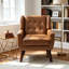 Jaqueze Upholstered Brown Faux Leather Tufted Square Arm Accent chair-71617489
