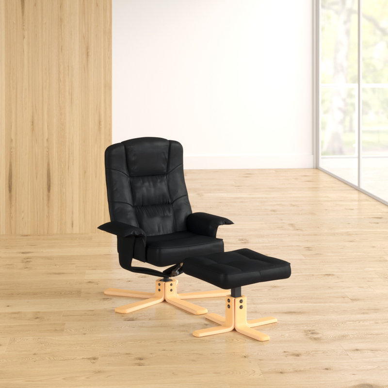 Wattrelos 77cm Wide Swivel Standard Recliner, Black