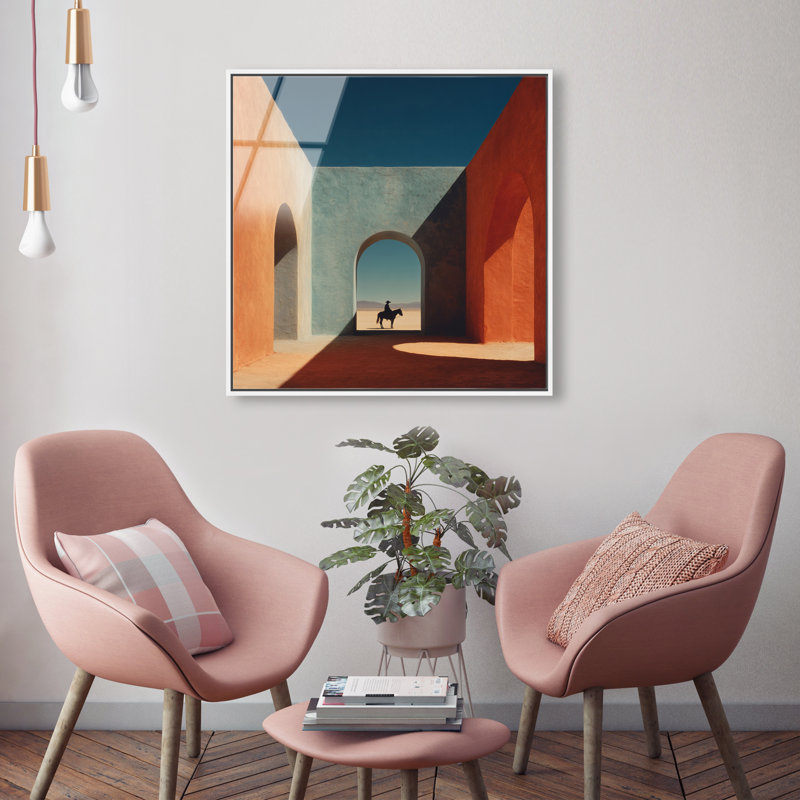 Cobalt Frontier Print by Oliver Gal, 25"H x 25"W, White Floater Frame