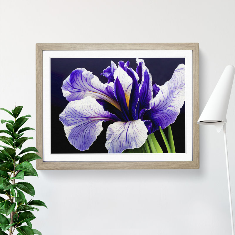 Luscious Iris Flowers - Single Picture Frame Print, 46cm H x 64cm W x 2cm D, Oak