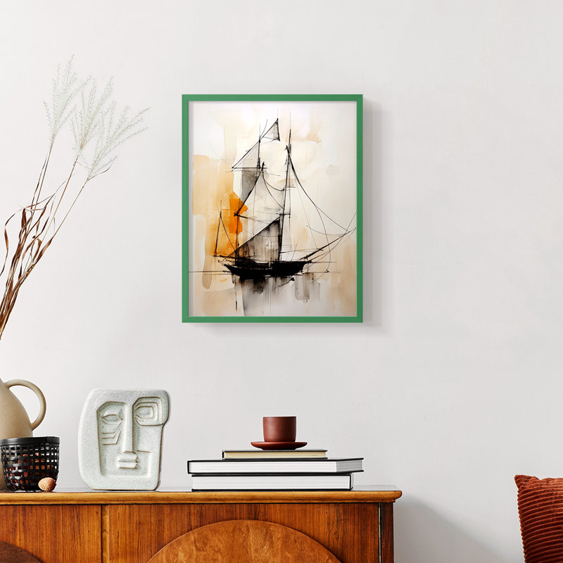 NAUTICAL Series CECLXVII - Impression encadrée de qualité supérieure - Prêt à être accroché - Aucun clou requis, Or
