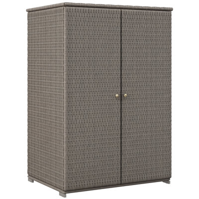 Armoire de rangement d'extérieur en osier avec tablettes Outsunny