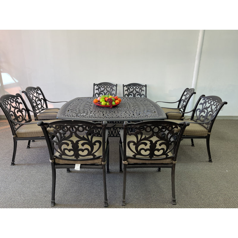 Amaaz 8 - Person Patio Dining Set with Square Table , Cushions Included