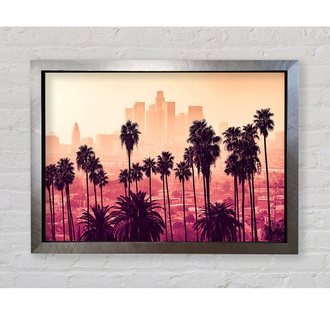 City Through The Palm Trees - Einzelne Bilderrahmen Kunstdrucke