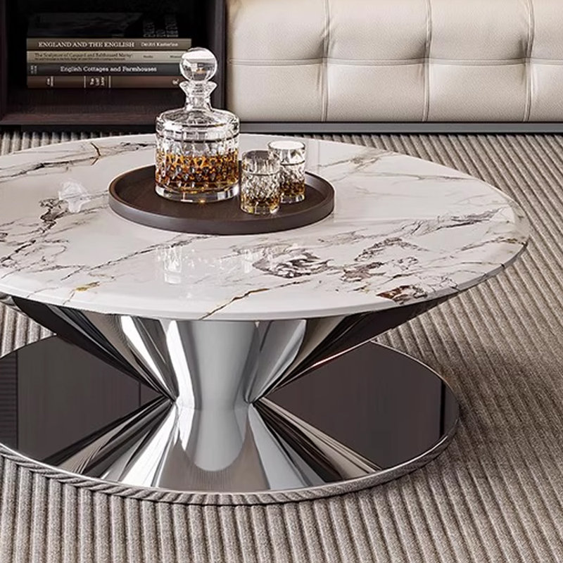Table basse Minimalist UFO, H 14,96 po x L 31,49 po x l 31,49 po, Blanc