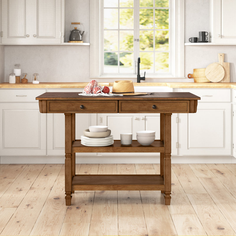 Erickson 51.97 " W Kitchen Island with Solid Wood Top, Oak