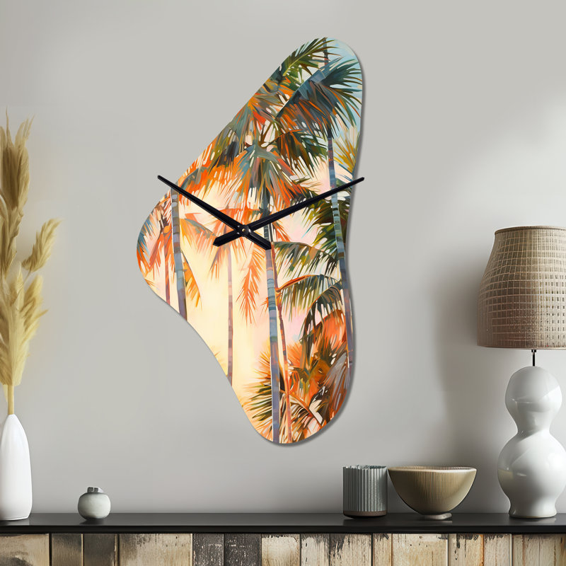 Klare Palm Trees Romantic Impression I - horloge murale asymétrique, Grand