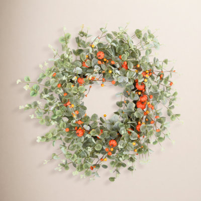 Primrue 26" Handcrafted Pumpkin Eucalyptus Wreath