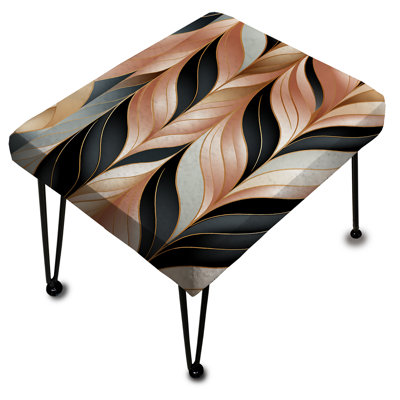 Glamour In Rose Gold Damask Pattern - Marble Rectangle Ottoman