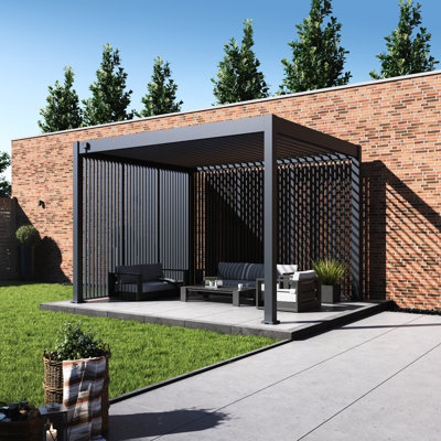 Pergola à persiennes Grand Tuscan 10 x 12 avec parois latérales verticales fixes de 12 pi (1) et 10 pi (1)