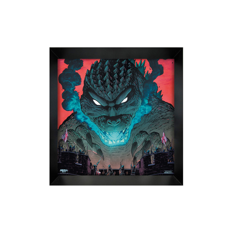 Godzilla - Blue Flame 12 x 12, affiche gélifiée encadrée