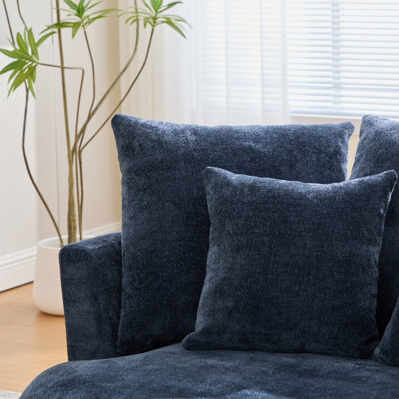 Fauteuil demi-tonneau rembourré en chenille, Marine