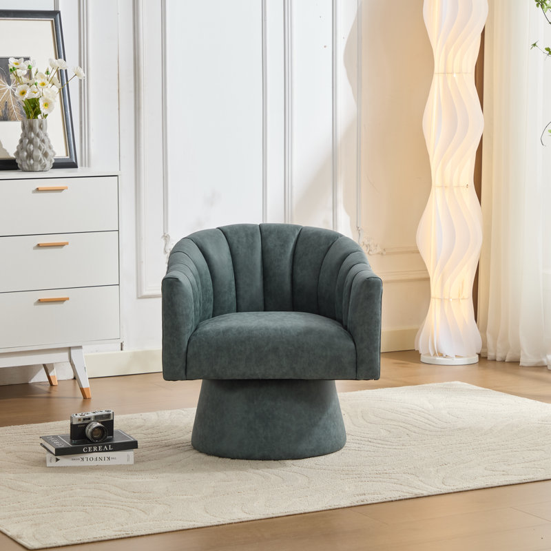 Fauteuil demi-tonneau pivotant en similicuir, Marine