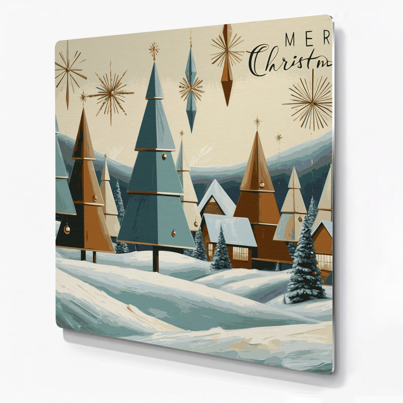 «Christmas Retro Christmas Designs», art mural en métal beige