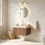 Meuble-lavabo flottant avec espace de rangement multifonctionnel et 3 trous de robinet pré-percés-76202678-76202673