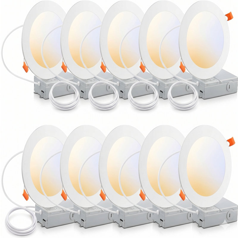 Projecteur encastré ultra-plat rond 8 W à DEL 8 po, 5 Pieces