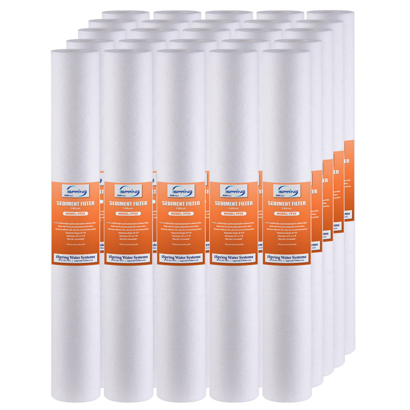 iSpring - Cartouches de rechange pour filtre à eau grande capacité 20 po x 2,5 po - filtre à sédiments fins - 5 microns - paquet de 25